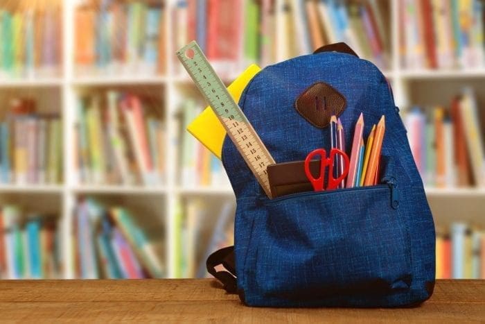 backpack with school supplies
