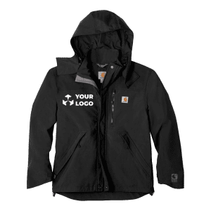 black carhart zipper jacket with logo and hood