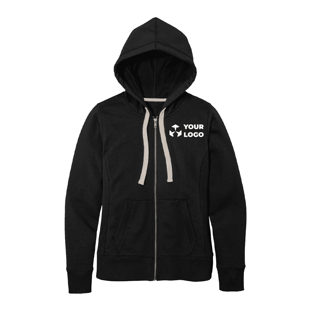 black hooded jacket with zipper and logo