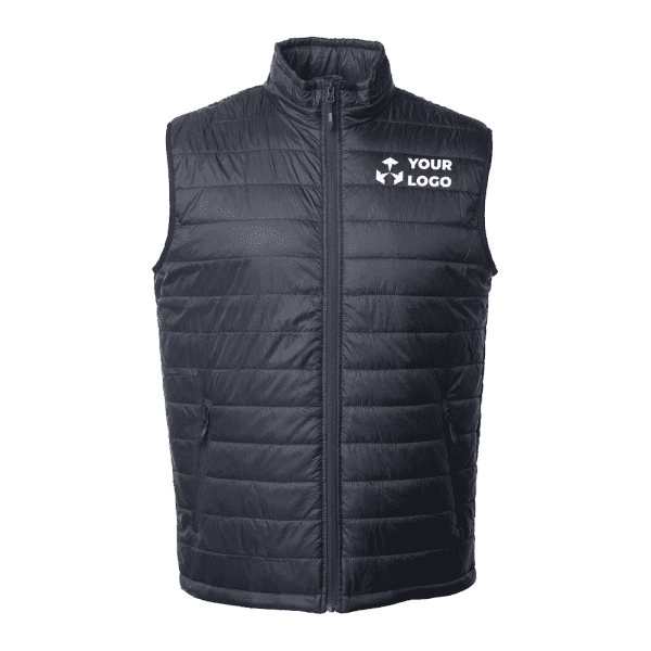 black puffer vest with logo
